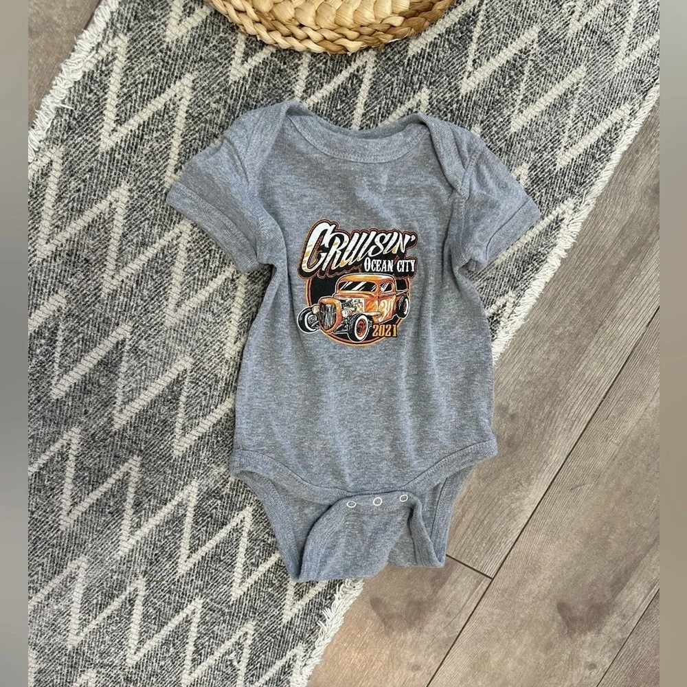 Rabbit Skins Baby Boy Hot Rod Ocean City Graphic Bodysuit T-Shirt 2021 Like New